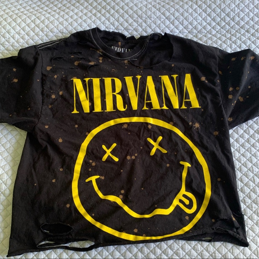 Cropped Nirvana Bleached Black Tee - image 1